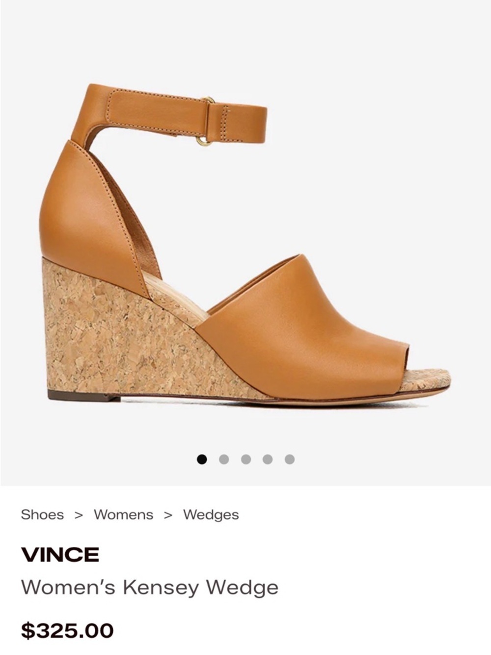 Vince Tan Leather Cork Wedge Sandal with Ankle Strap